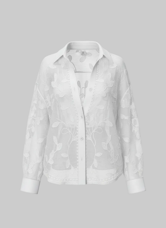 Embroidered Lightweight lace Blouse | L’LUXE Tops