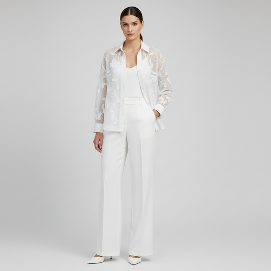 Embroidered Lightweight lace Blouse | L’LUXE Tops