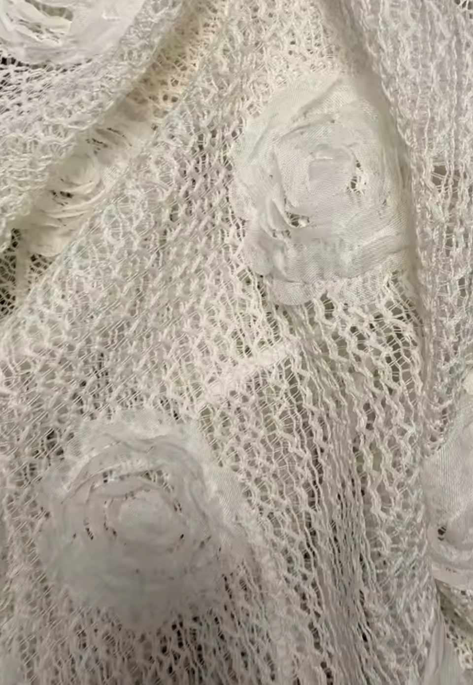White Ruffle Knit Maxi Cover-Up