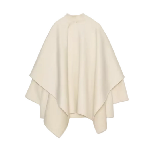 Women’s Shawl Collar Cape Jacket – Loose Fit Wool-