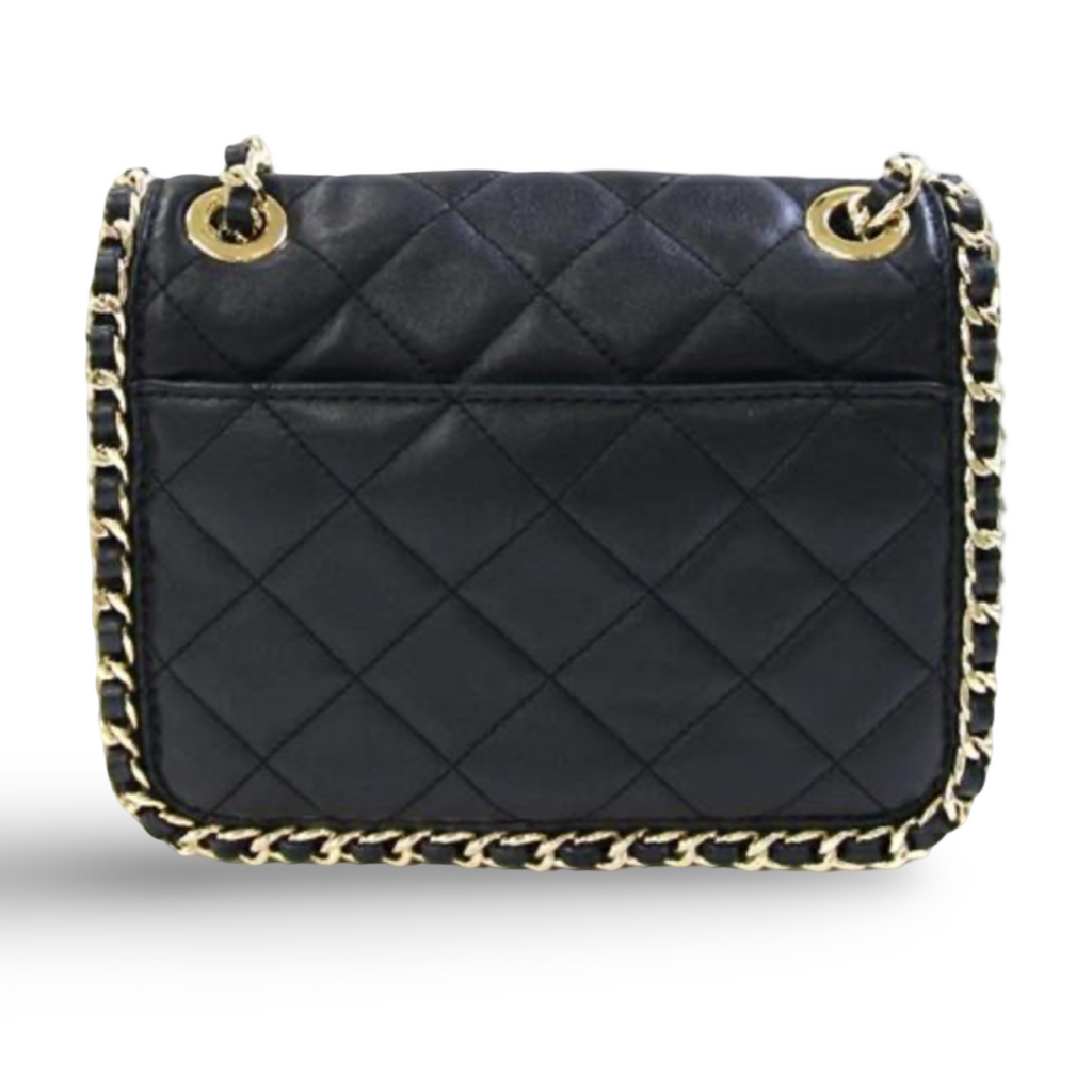 Michael Kors Chain Shoulder Bag Quilted Leather Black Gold – Pre-Owned -Very Good Condition | L’LUXE Authentics