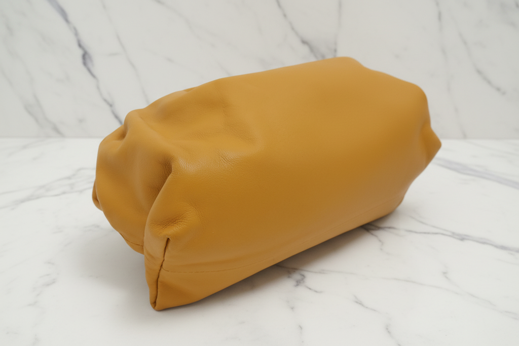 Bottega Veneta The Chain Pouch Curry (Mustard Yellow) Leather Gold Chain Pre-Owned Authentics