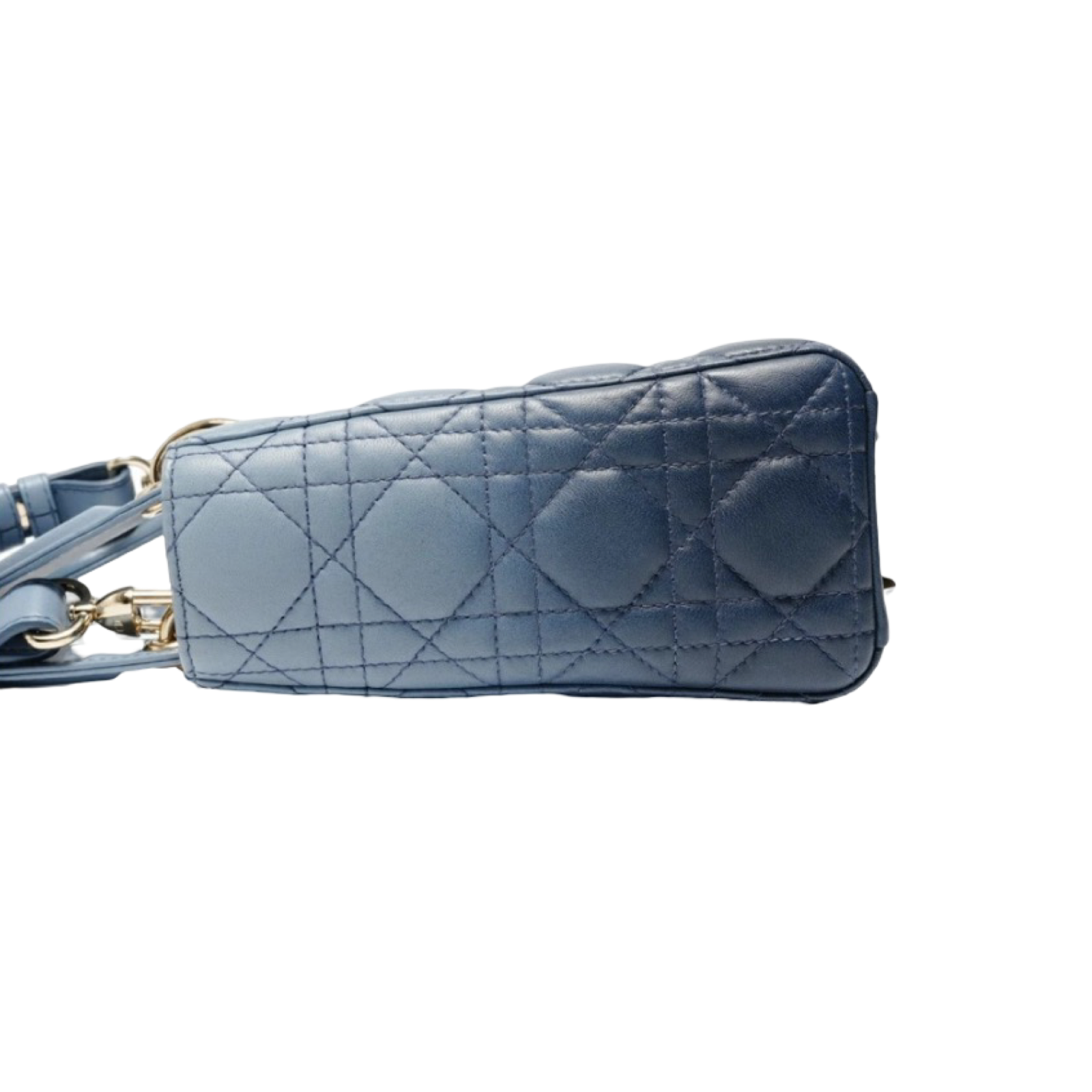 Christian Dior Lady Dior Small Cannage Handbag Blue Authentic Previously Owned