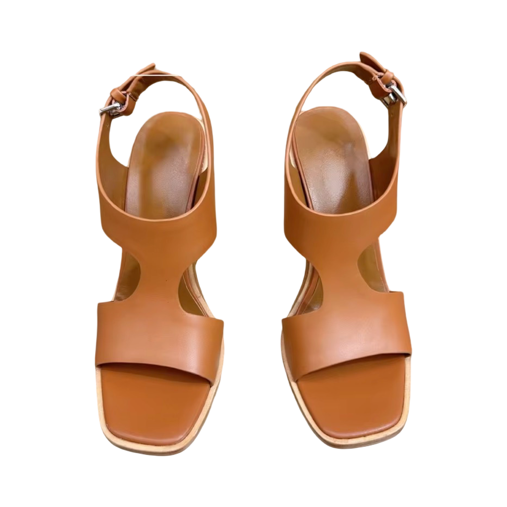 Square-Toe Wedge Heeled Sandals