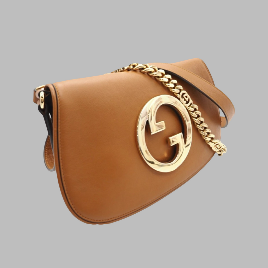 Gucci Blondie 2-Way Shoulder Bag Leather Caramel Authentic Previously Owned