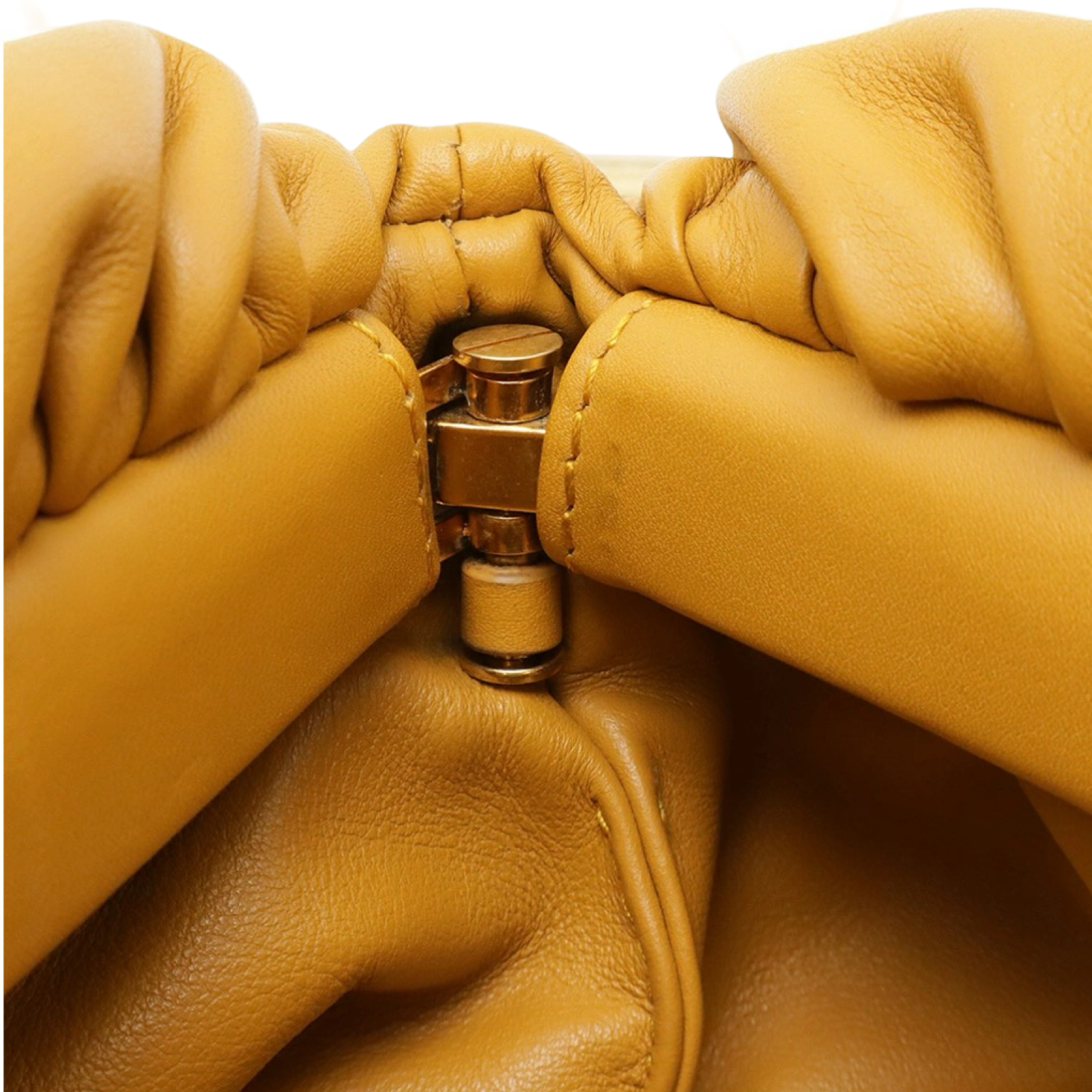 Bottega Veneta The Chain Pouch Curry (Mustard Yellow) Leather Gold Chain Pre-Owned Authentics