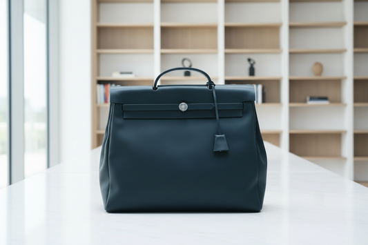 Hermès Herbag MM Toile Officier Leather Handbag Black Pre-Owned – Good Condition | L’LUXE Vintage