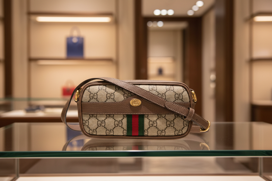 GUCCI – GG Supreme Mini Ophidia Crossbody – Brown Canvas & Leather Pristine Condition