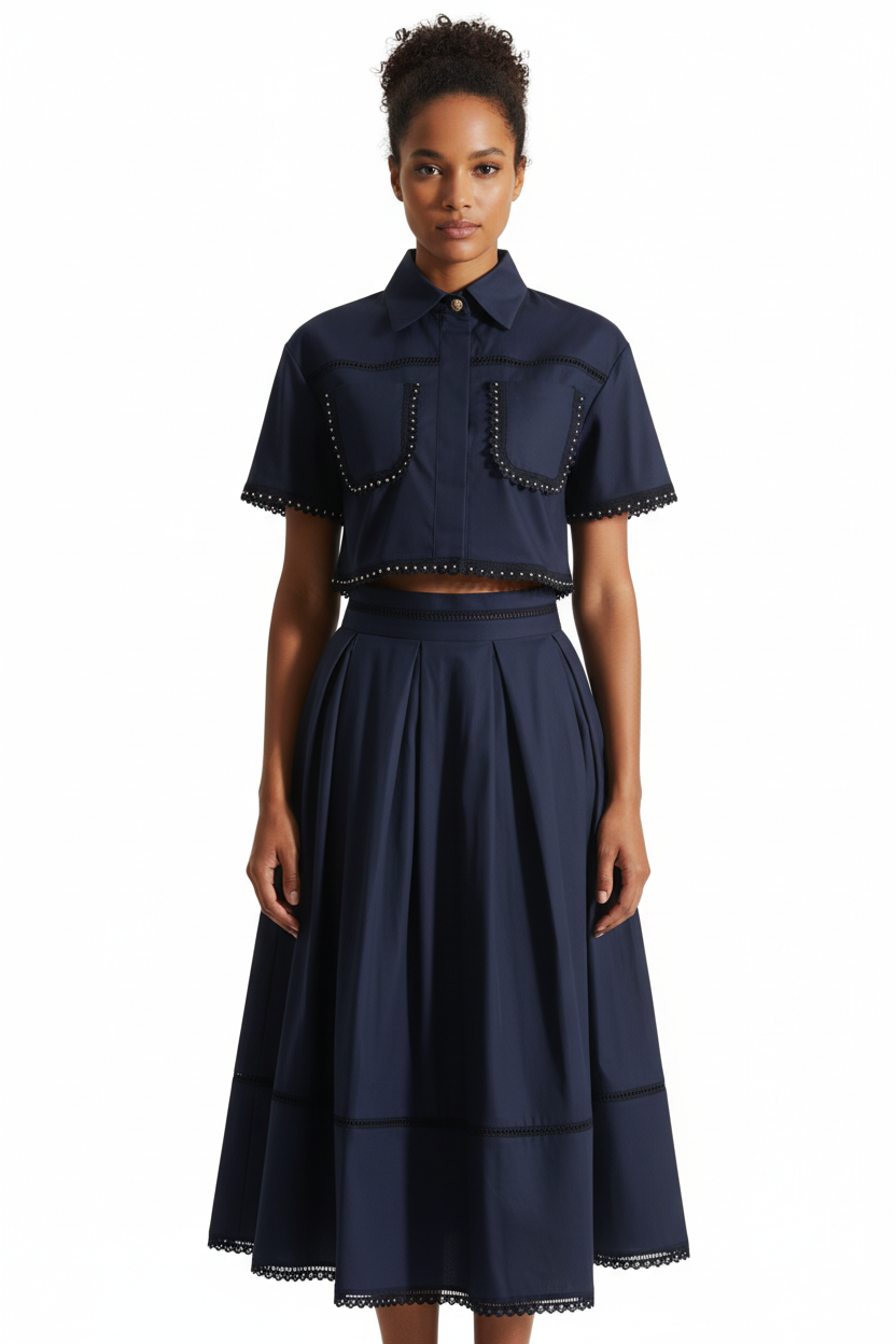 A-Lined Skirt & Lapel Top