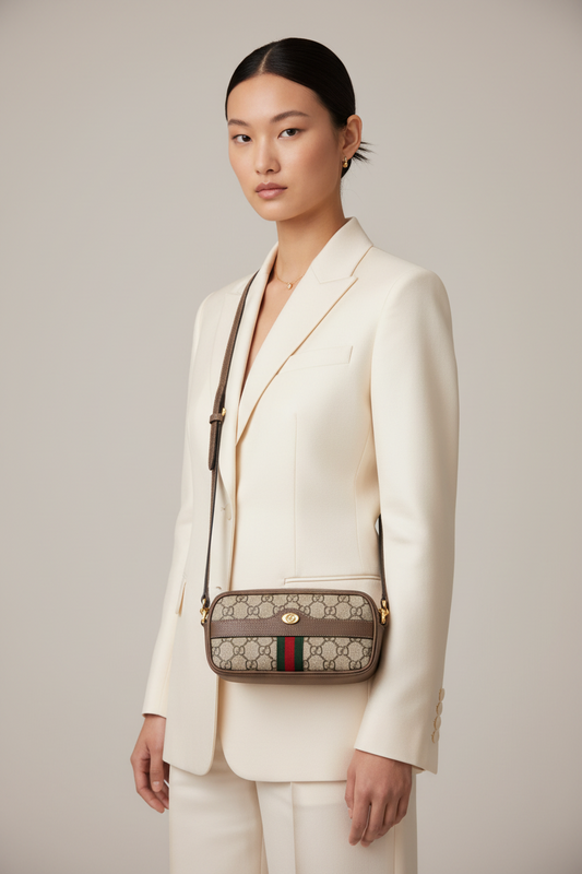 GUCCI – GG Supreme Mini Ophidia Crossbody – Brown Canvas & Leather Pristine Condition