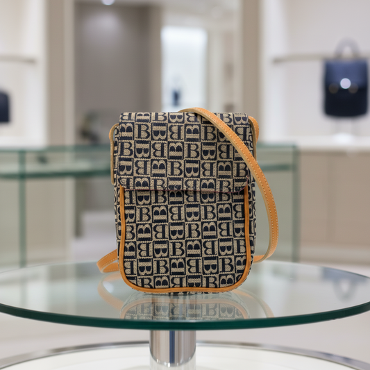 Burberry Monogram Canvas Leather Shoulder Bag Pouch Beige Black Brown – Excellent Condition | L’LUXE Authentic’s