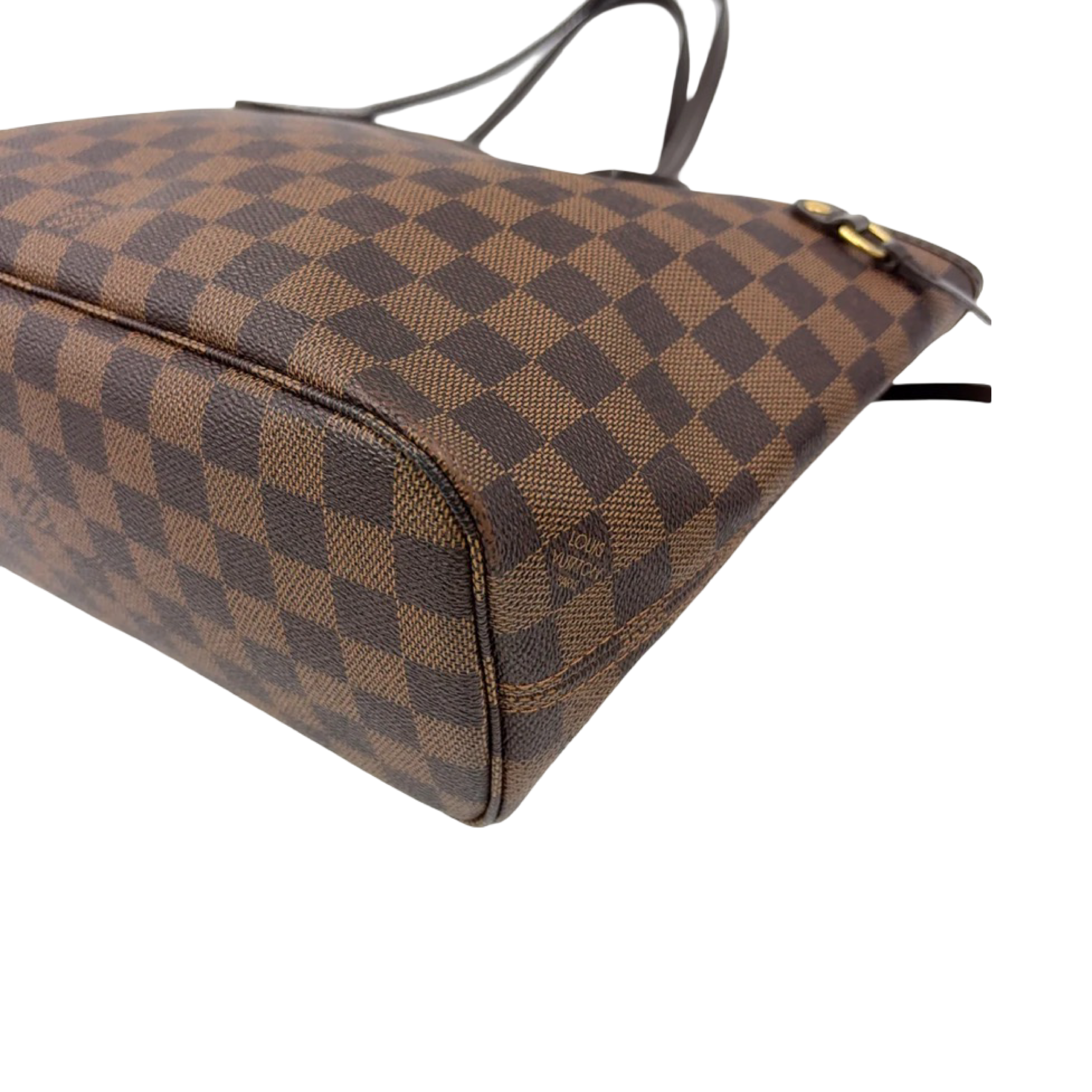 Louis Vuitton Neverfull PM Damier Ebene Tote Bag Brown Previously Owned Authentic
