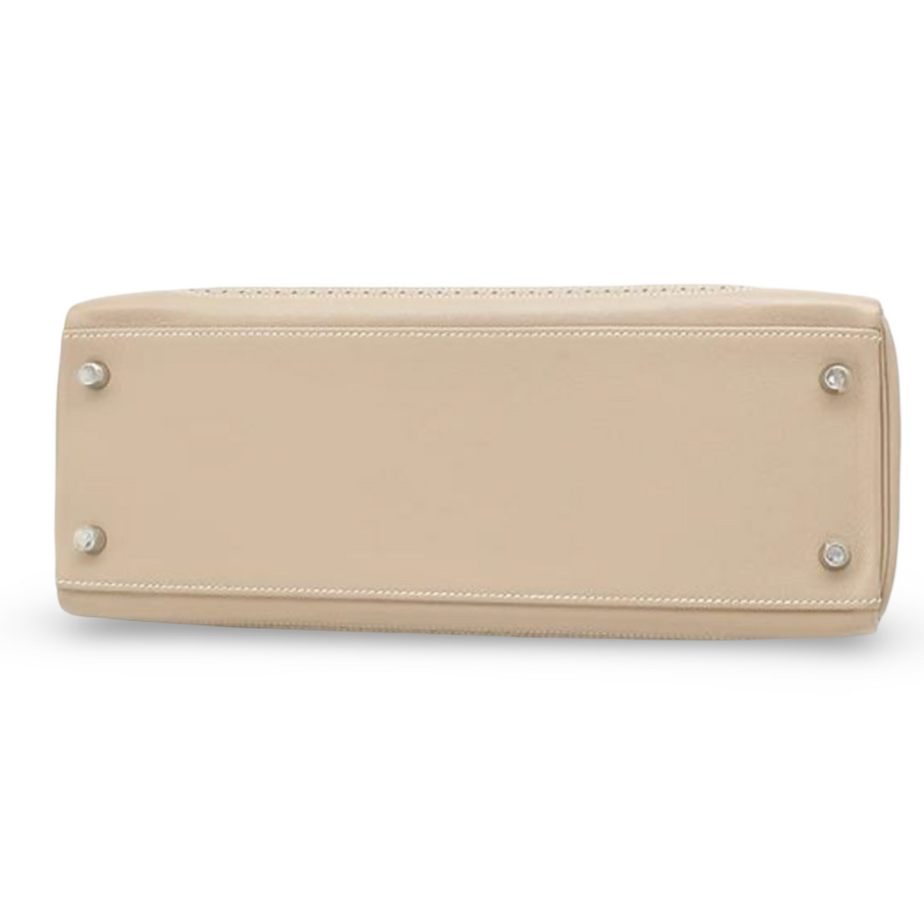 Hermès Kelly 32 Gillies Veau Swift Argile Leather Silver Hardware Previously Owned Authentic