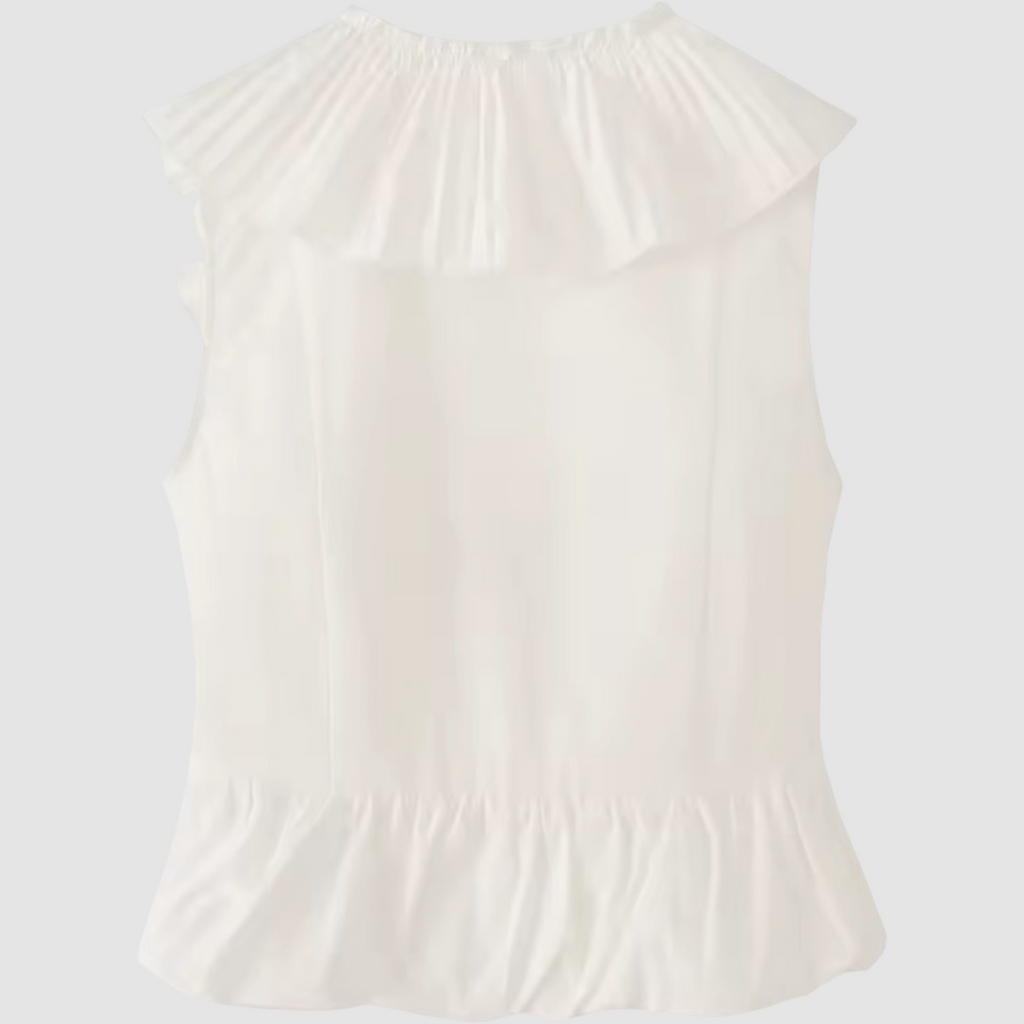 Sleeveless Pleated Peplum Top Bow Detail