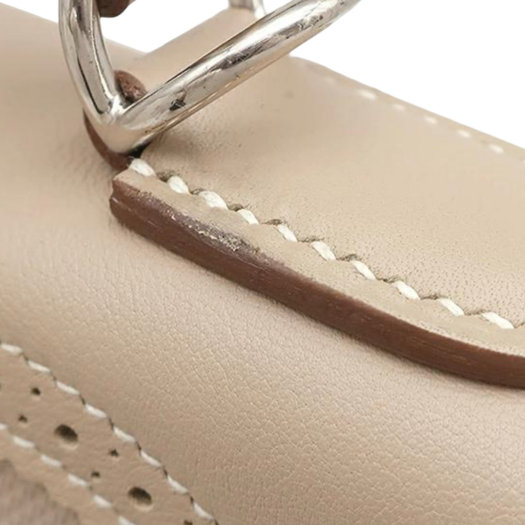 Hermès Kelly 32 Gillies Veau Swift Argile Leather Silver Hardware Previously Owned Authentic