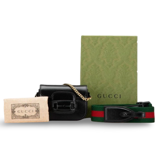 Gucci Black Horsebit Mini Shoulder Bag Pochette - Previously Owned- Excellent Condition | L’LUXE Authentic’s