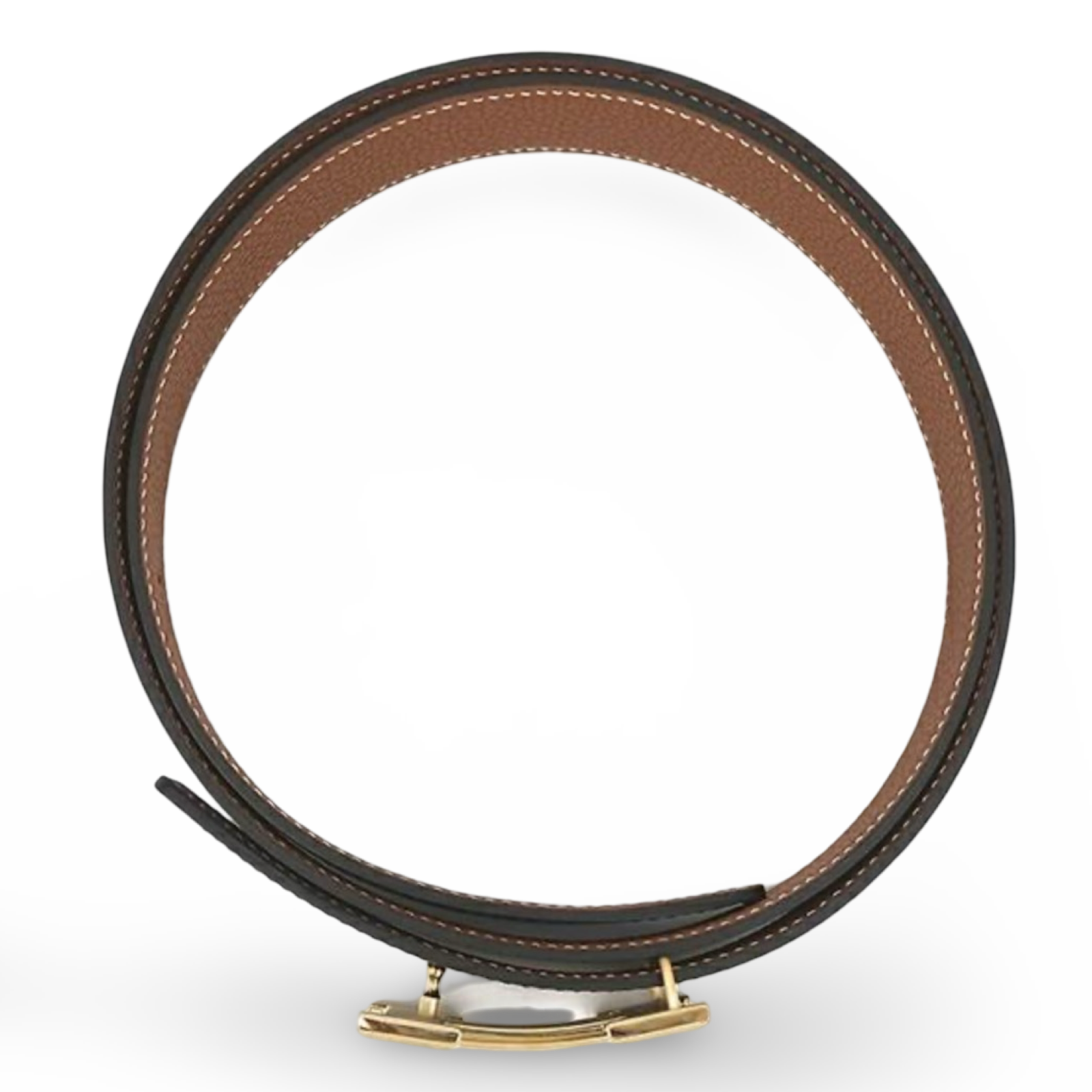Hermès Constance H Belt 32mm Togo / Box Calf Black Gold Size 85 W Stamp 2024 Previously Owned Like New Authentic