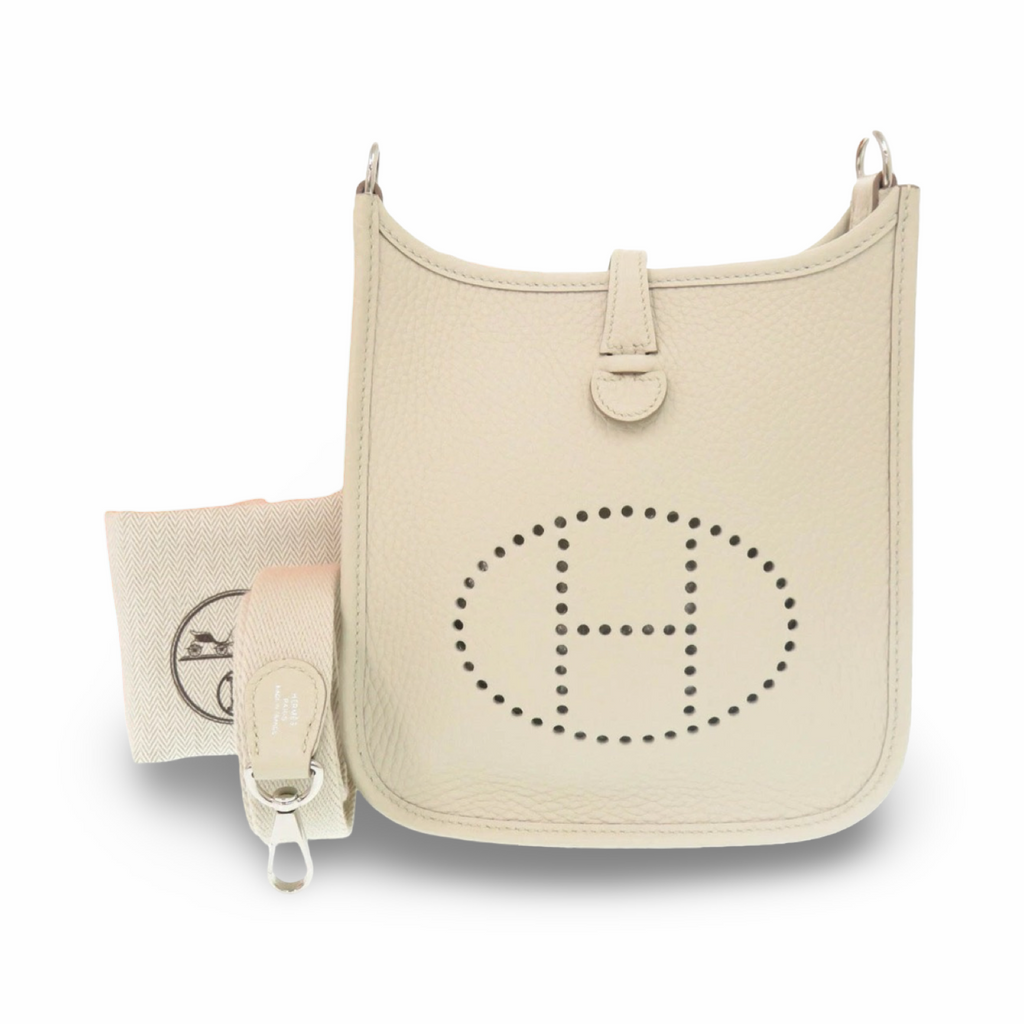 Hermès Evelyne TPM Taurillon Clemence Beton Silver Hardware 2025 Previously Owned Like New Authentic