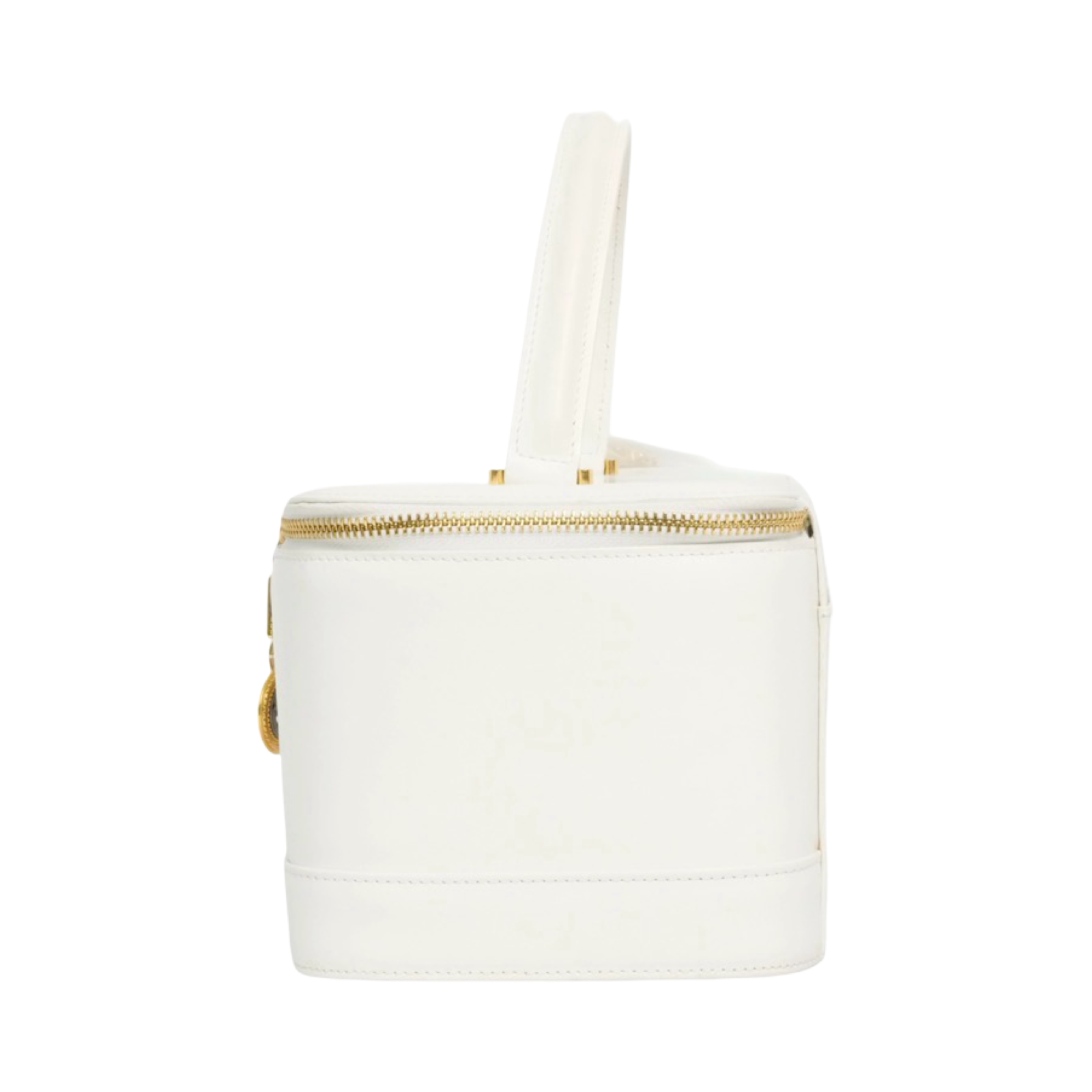 Versace Vintage White Leather Vanity Handbag Gold Hardware Authentic Previously Owned
