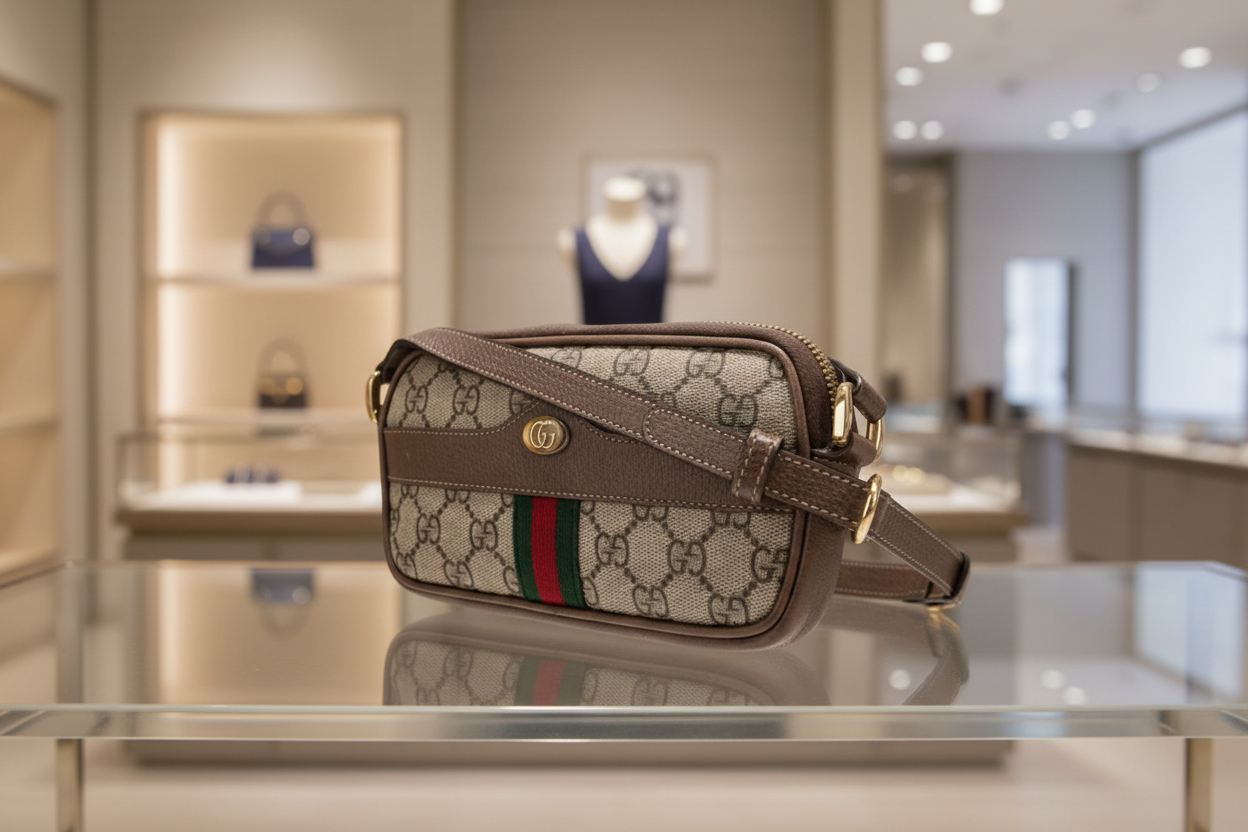 GUCCI – GG Supreme Mini Ophidia Crossbody – Brown Canvas & Leather Pristine Condition