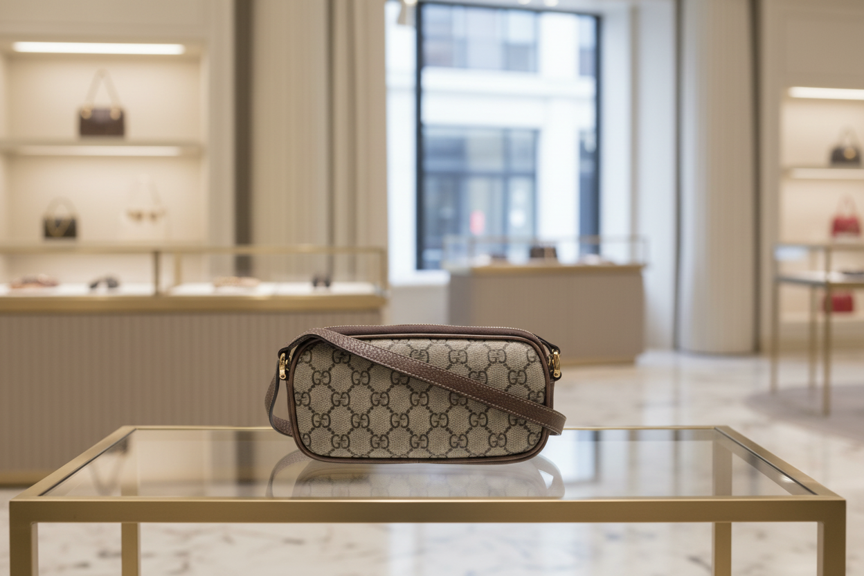 GUCCI – GG Supreme Mini Ophidia Crossbody – Brown Canvas & Leather Pristine Condition