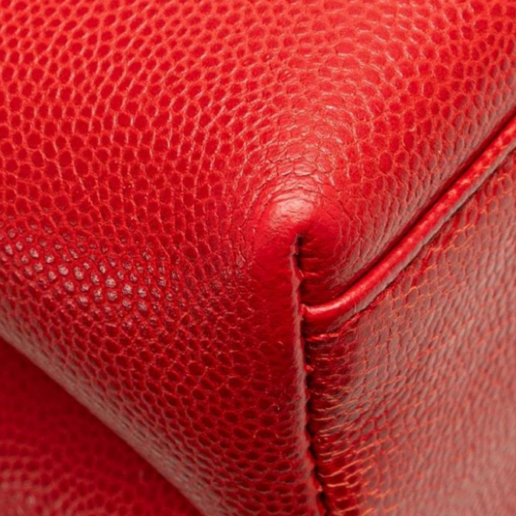 CHANEL Red Caviar Leather Coco Mark Top handle bag in red caviar leather Previously owned Authentic