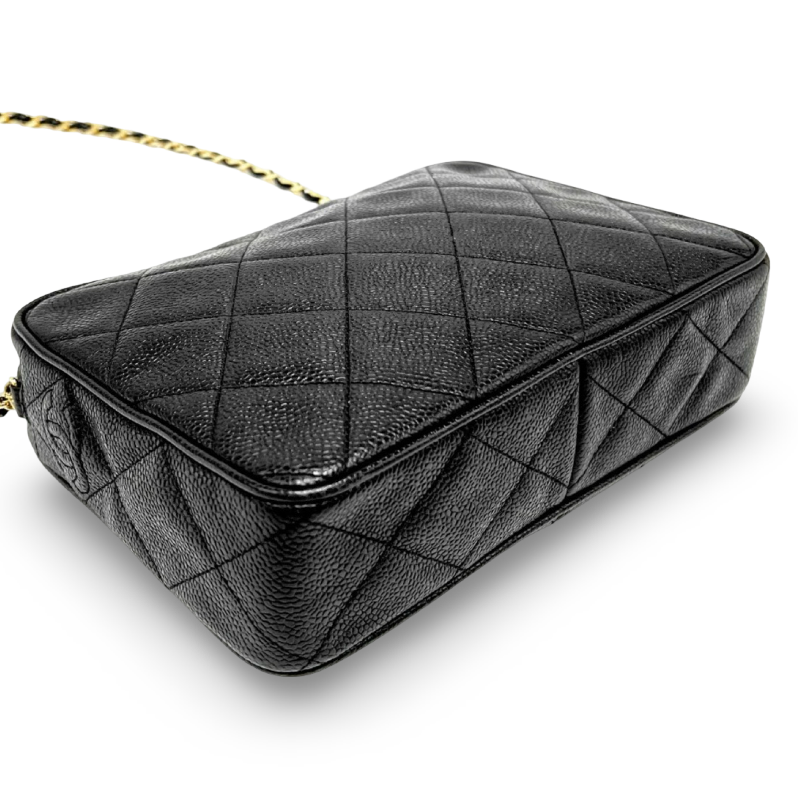 Chanel Matelassé Coco Ball Shoulder Bag Caviar Leather Black Previously Owned Authentic
