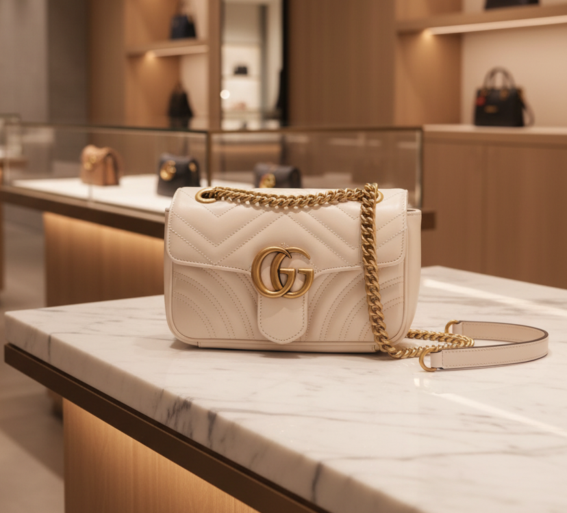Gucci GG Marmont Leather Chain Shoulder Bag Authentic Previously Owned