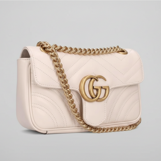 Gucci GG Marmont Leather Chain Shoulder Bag White – Previously Owned - Very Good Condition | L’LUXE Authentic’s