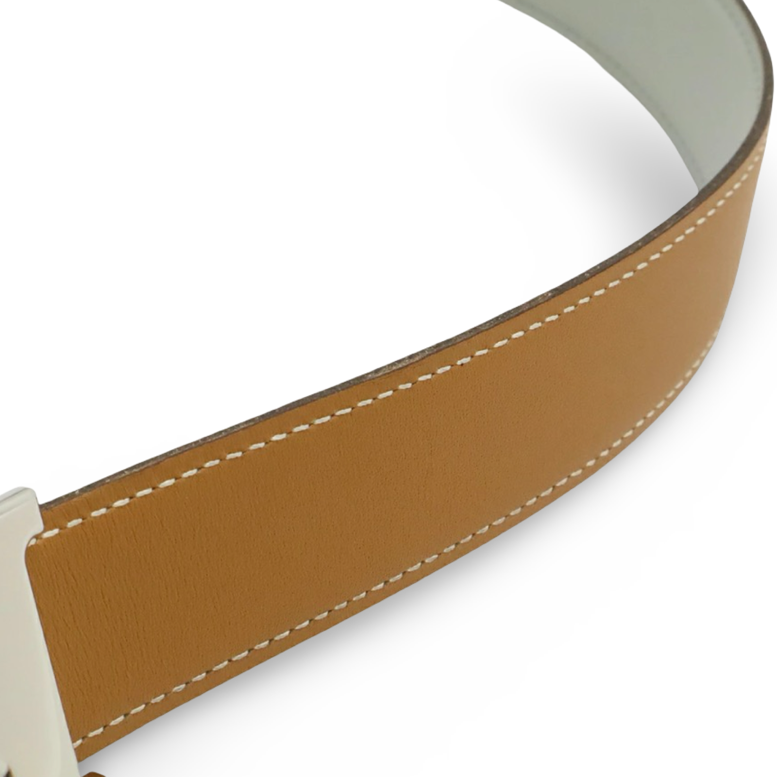Hermès H Reversible Belt Light Brown / Light Gray Silver H Buckle Size 75 Pre-Owned Authentic