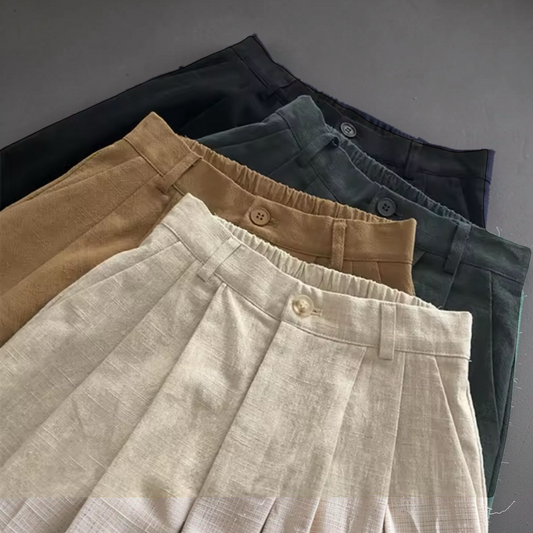 Cotton Linen High-Waist Bermuda Shorts with Pockets | L’LUXE Shorts