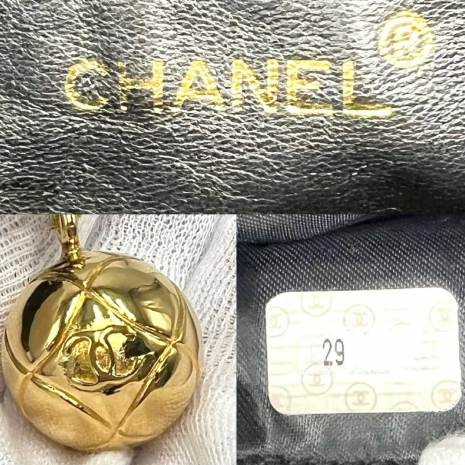 Chanel Matelassé Coco Ball Shoulder Bag Caviar Leather Black Previously Owned Authentic