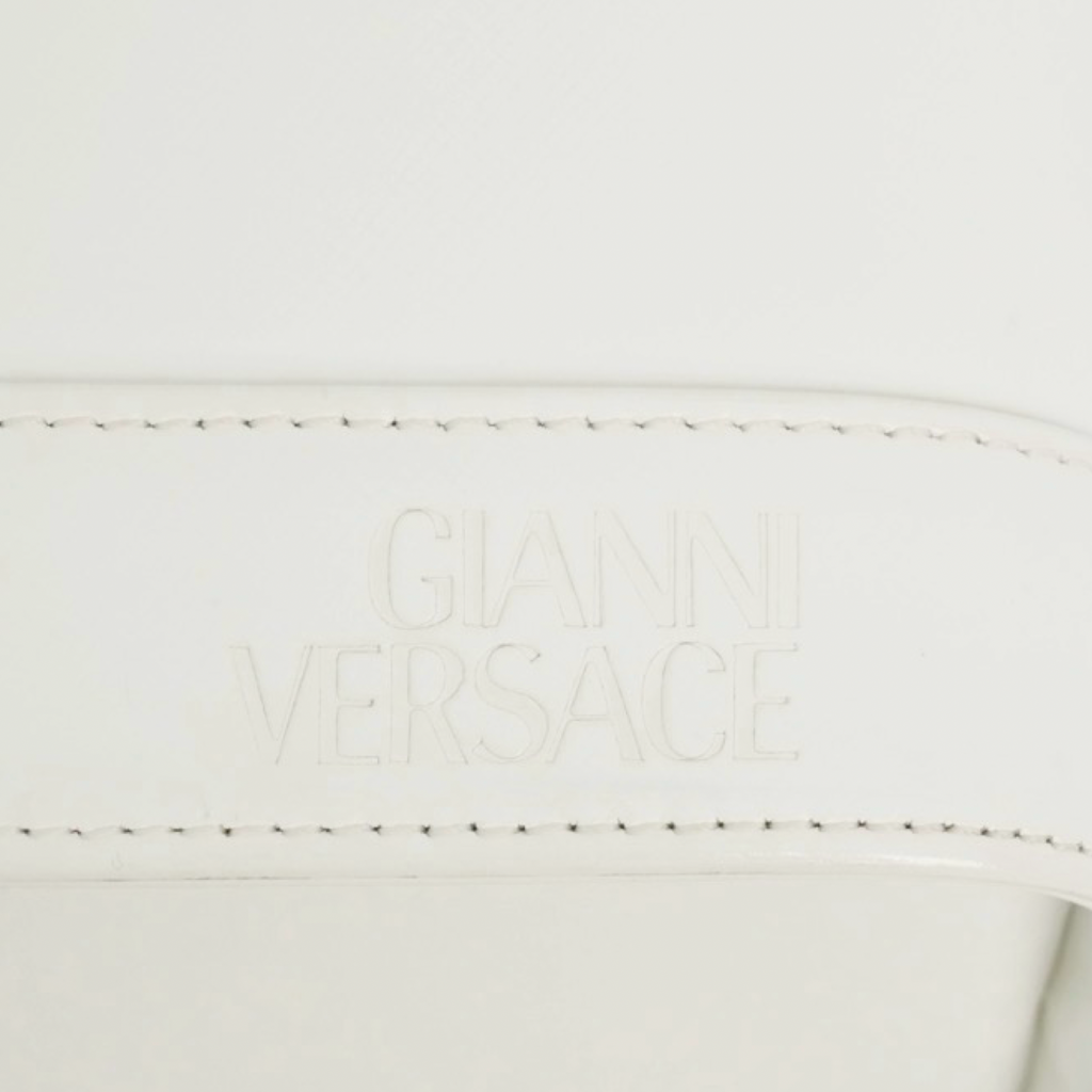 Versace Vintage White Leather Vanity Handbag Gold Hardware Authentic Previously Owned