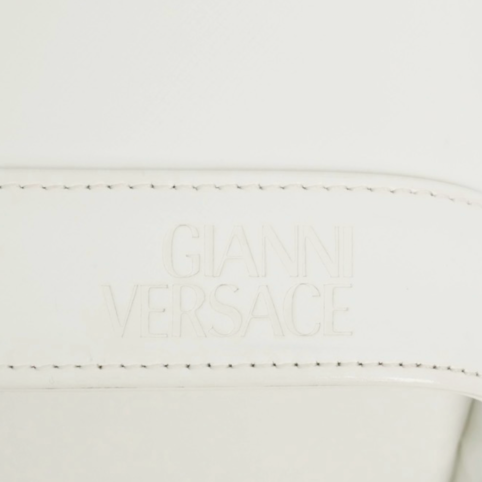 Versace Vintage White Leather Vanity Handbag Gold Hardware Authentic Previously Owned