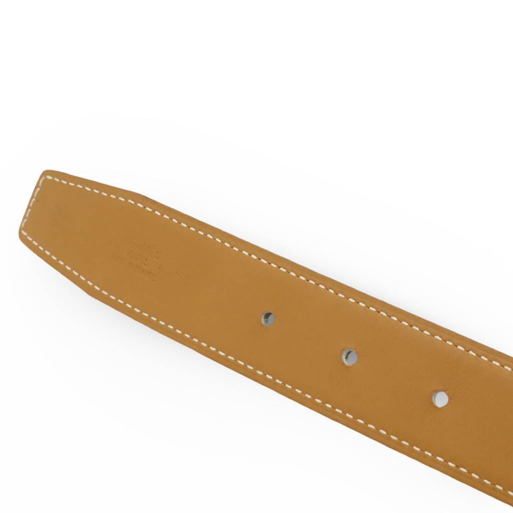 Hermès H Reversible Belt Light Brown / Light Gray Silver H Buckle Size 75 Pre-Owned Authentic
