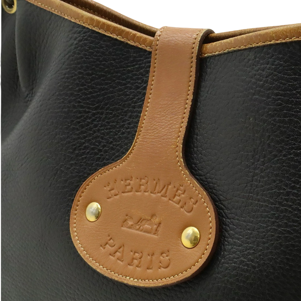 Hermès Rodeo Shoulder Bag Black Brown Leather Crossbody Vintage 1984 Previously Owned Authentic