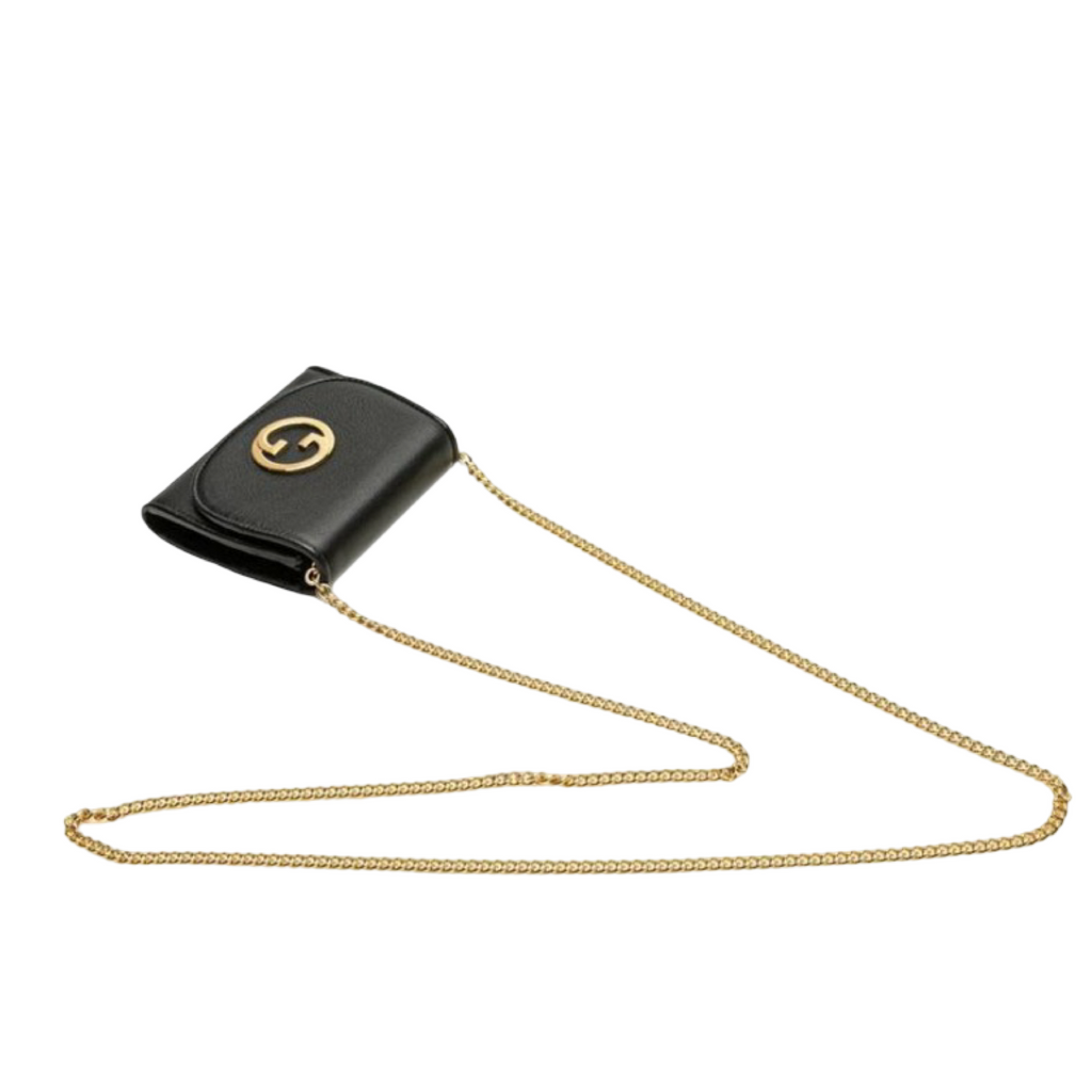 Gucci Interlocking G Blondie Medium Chain Shoulder Wallet Authentic Previously Owned