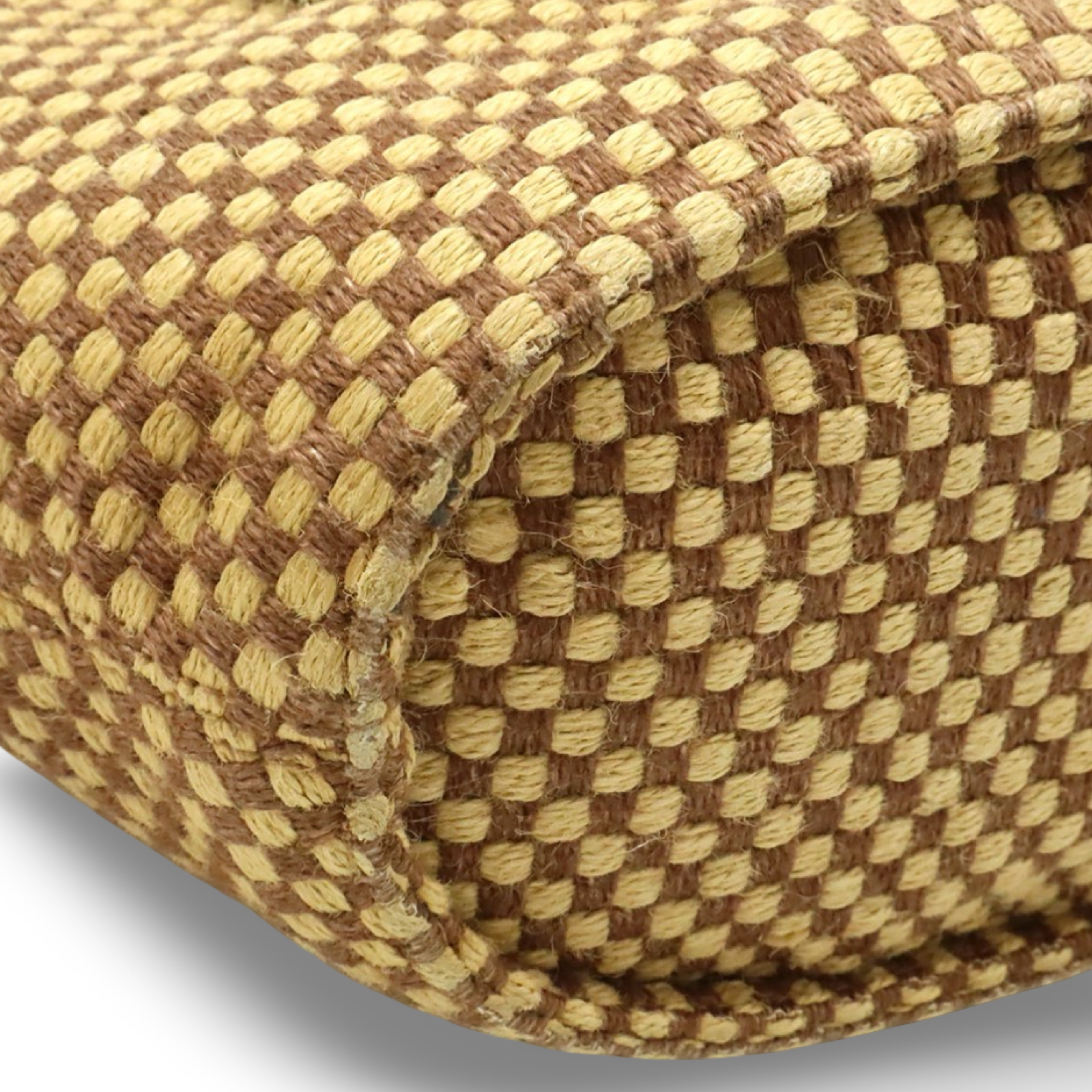 Hermès Panierbas PM Linen Tote Bag Brown Beige Checkered Previously Owned Authentic
