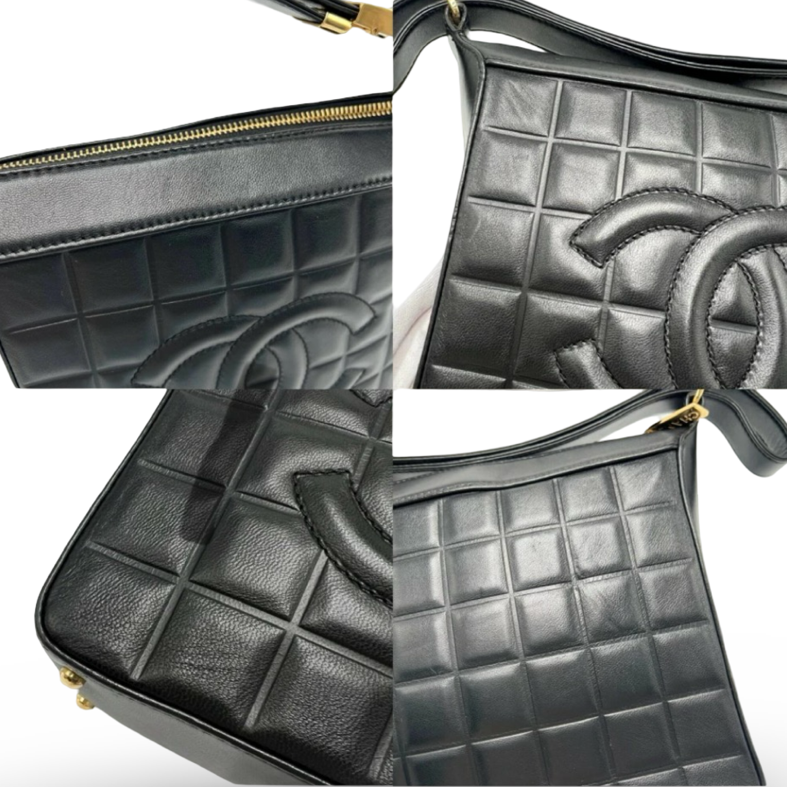 Chanel is CC Semi-Shoulder Bag Black Leather Gold Hardware Previously Owned Authentic