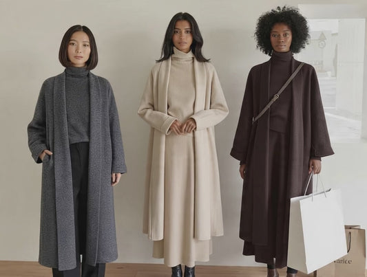 Women's 3-Piece Knit
Sweater Set - Long Cardigan, Sleeveless Top & Midi Skirt